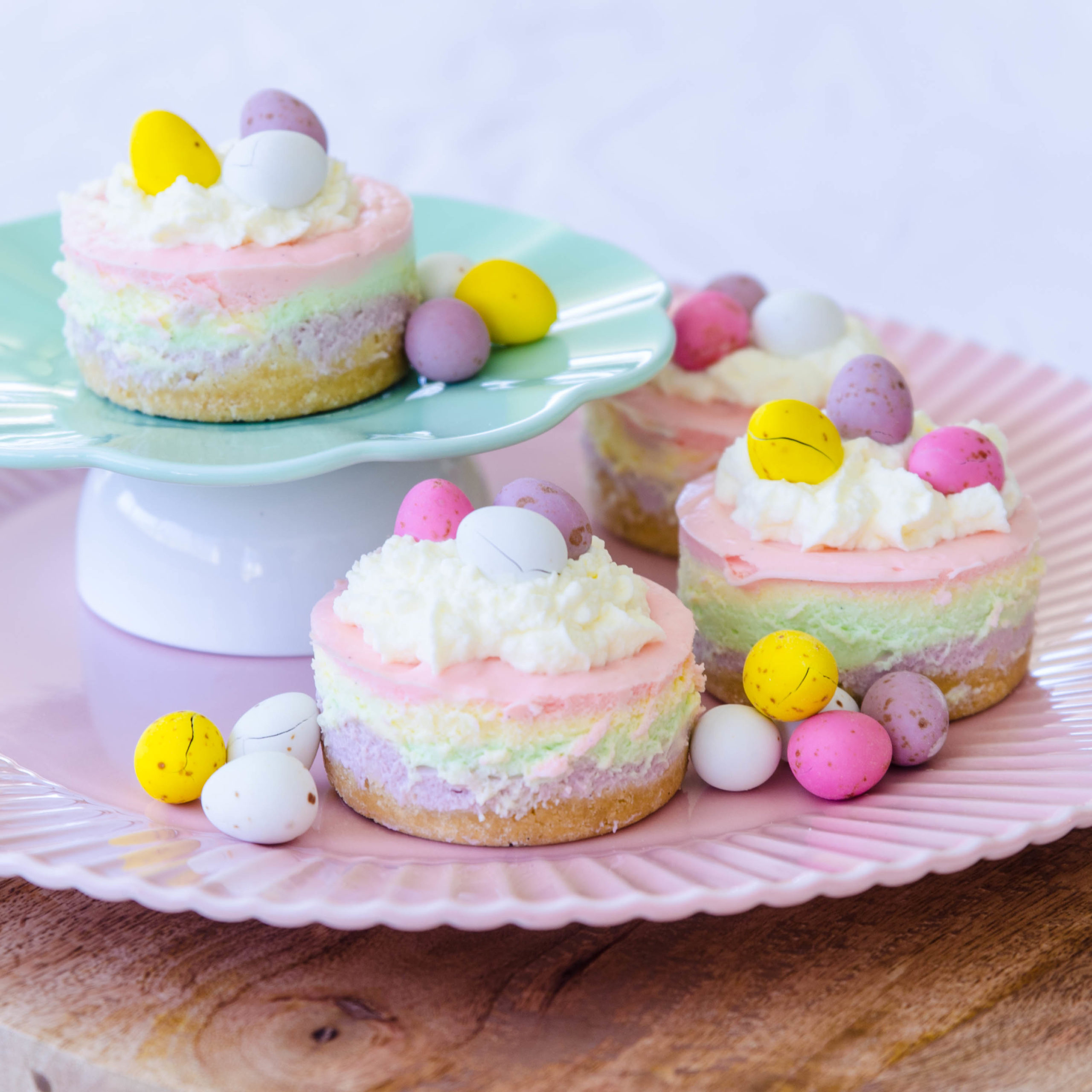 Mini Easter Rainbow Cheesecakes - Em's Sweet Life